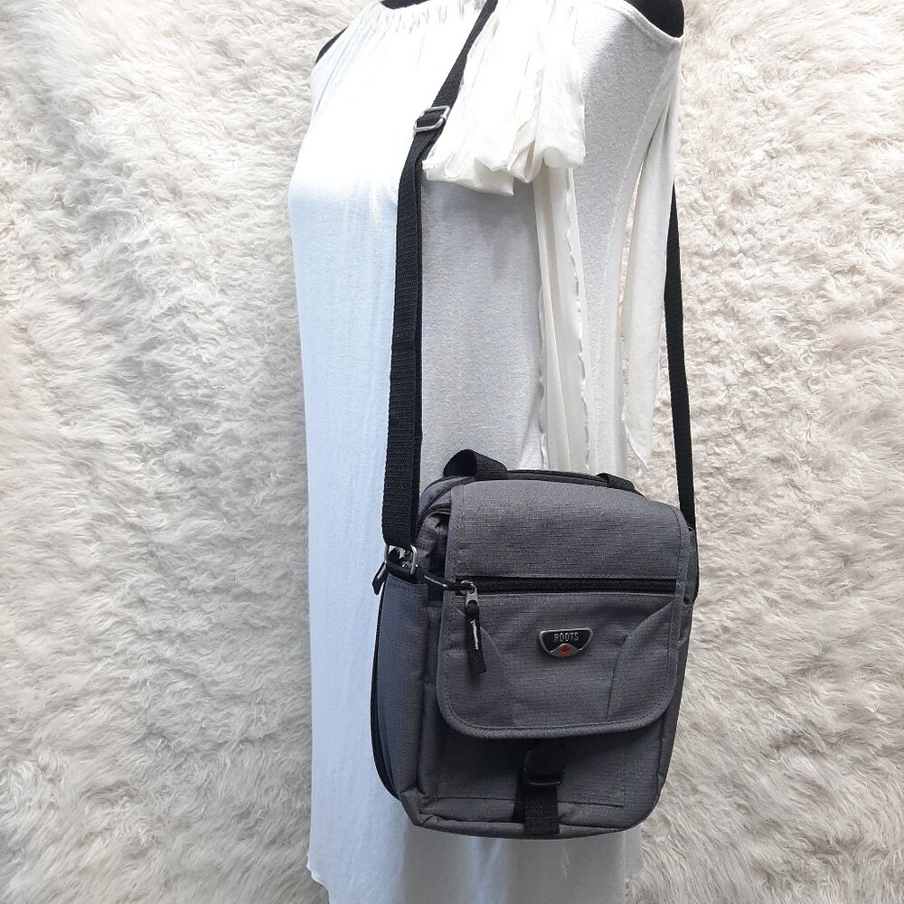 Roots Unisex Gray Nylon Crossbody Bag